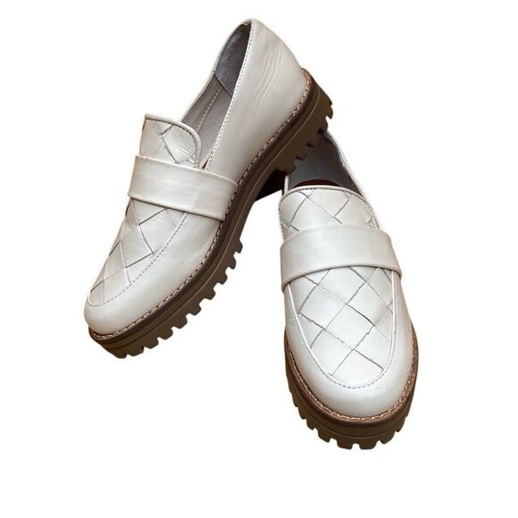 Dolce Vita Genuine Leather Woven Slip On Lug Sole Aubrey Loafers Ivory Size 6 - Picture 9 of 9